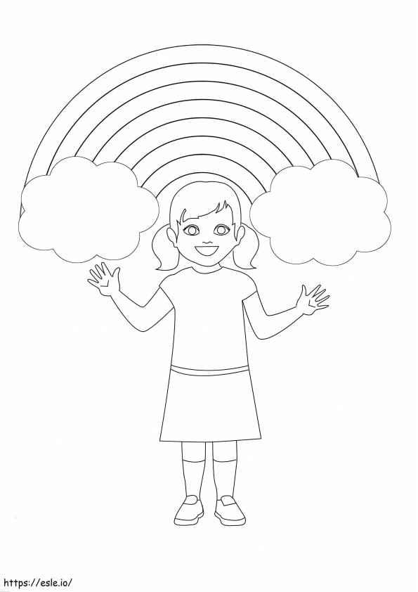 Funny Girl With Rainbow coloring page