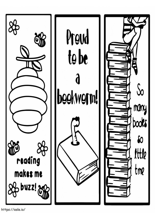 Zakładka do książek „Proud To Be Bookworm” dla dzieci kolorowanka