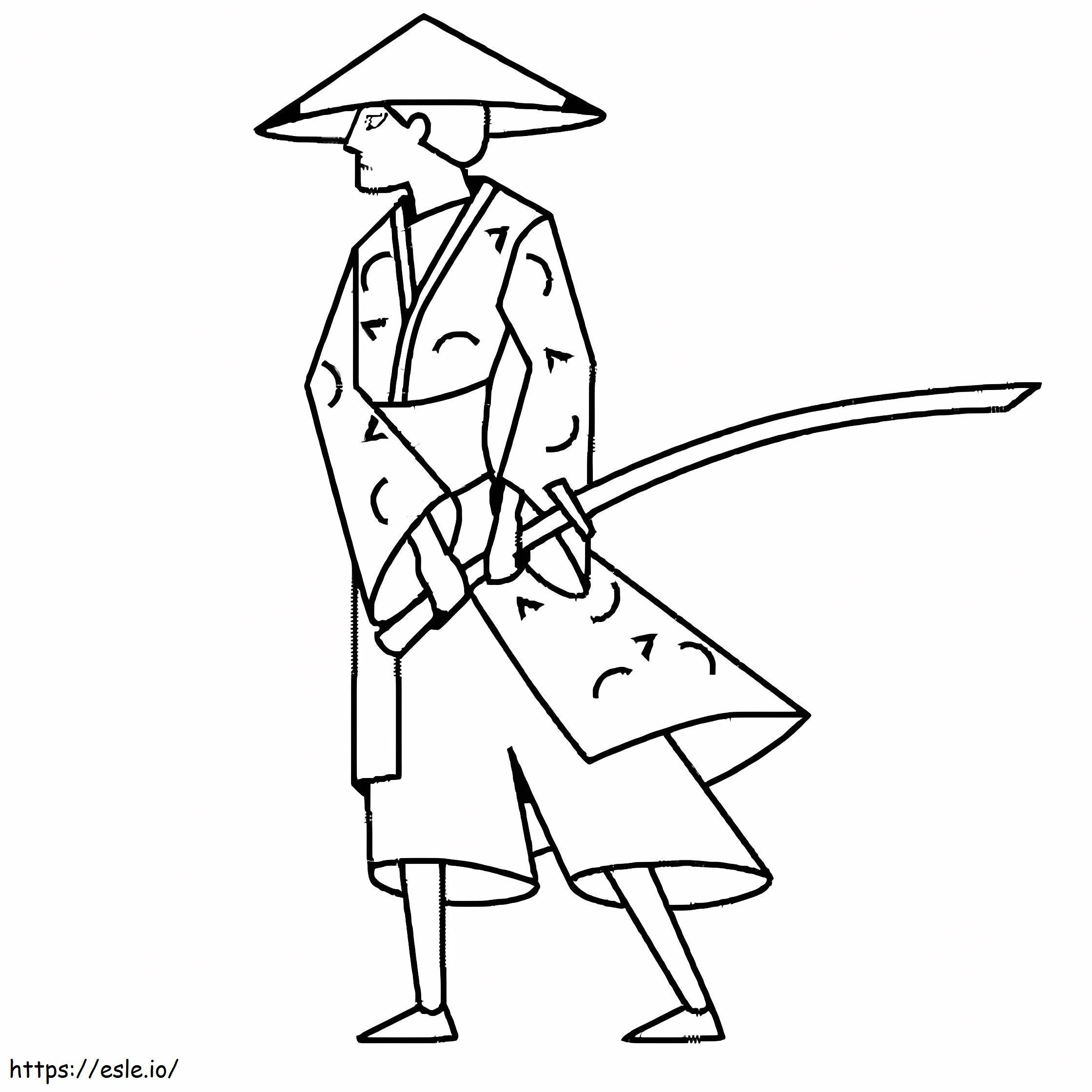 Samurais fáceis para colorir