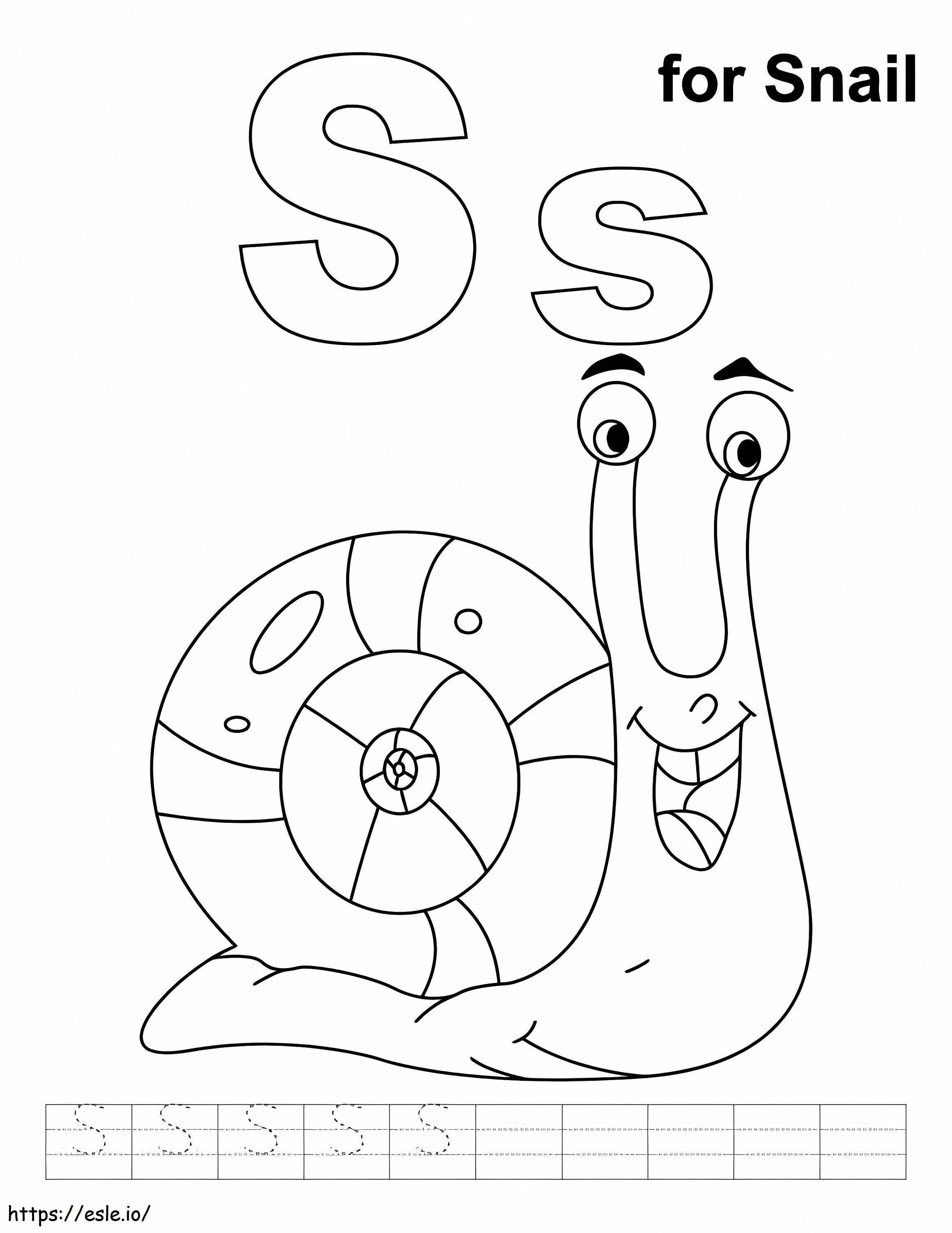 Litera S pentru melc de colorat