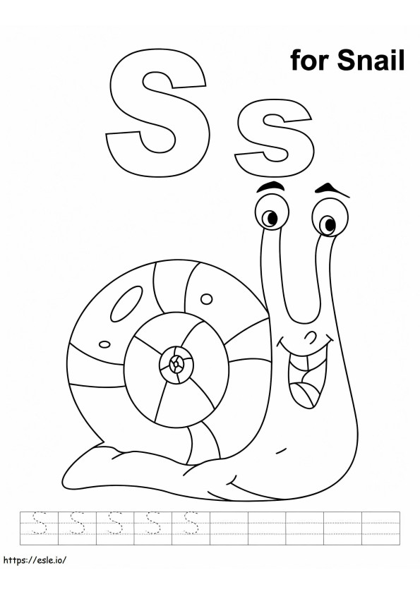 Letter S voor slak kleurplaat