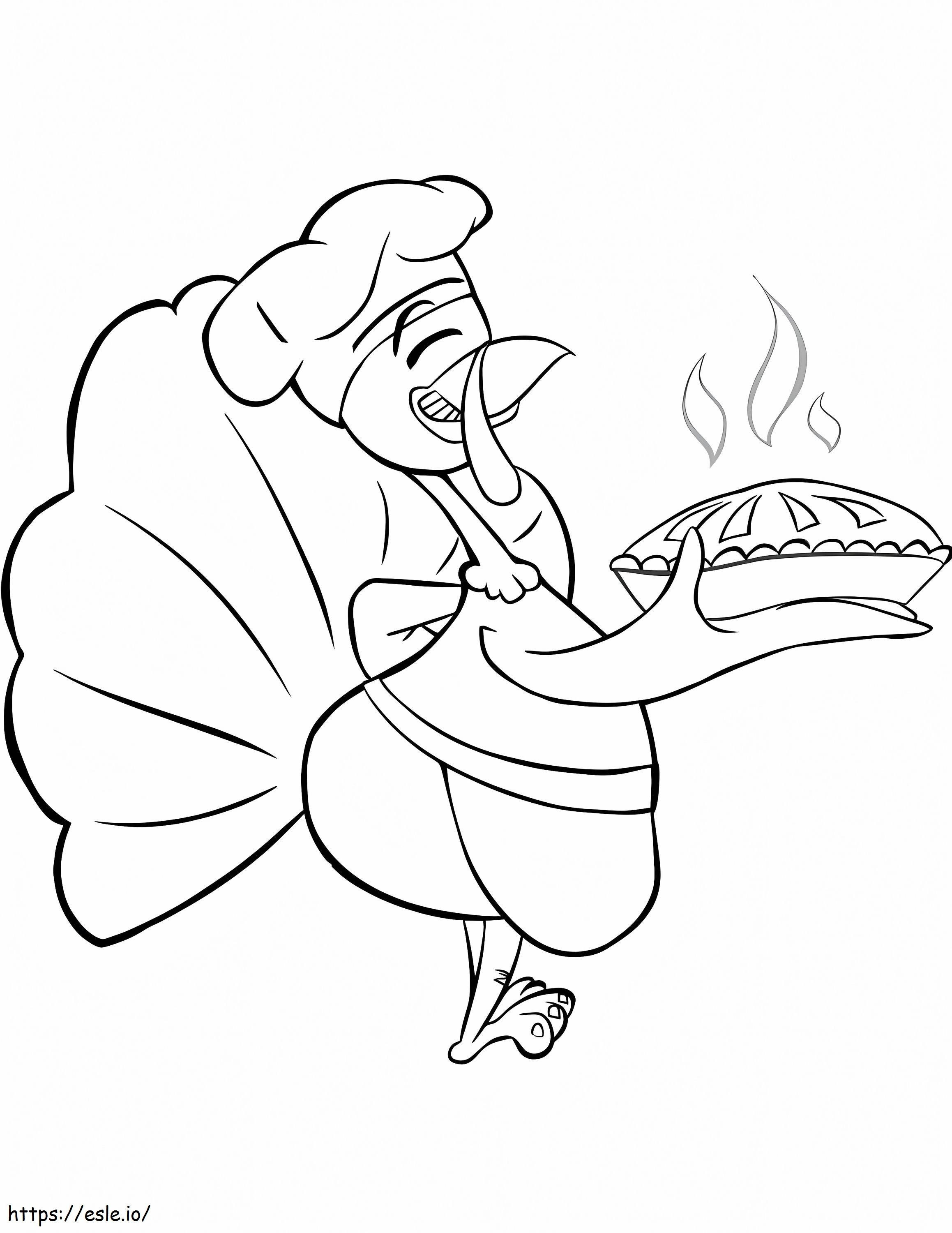 Turkey Cook Making Cake coloring page
