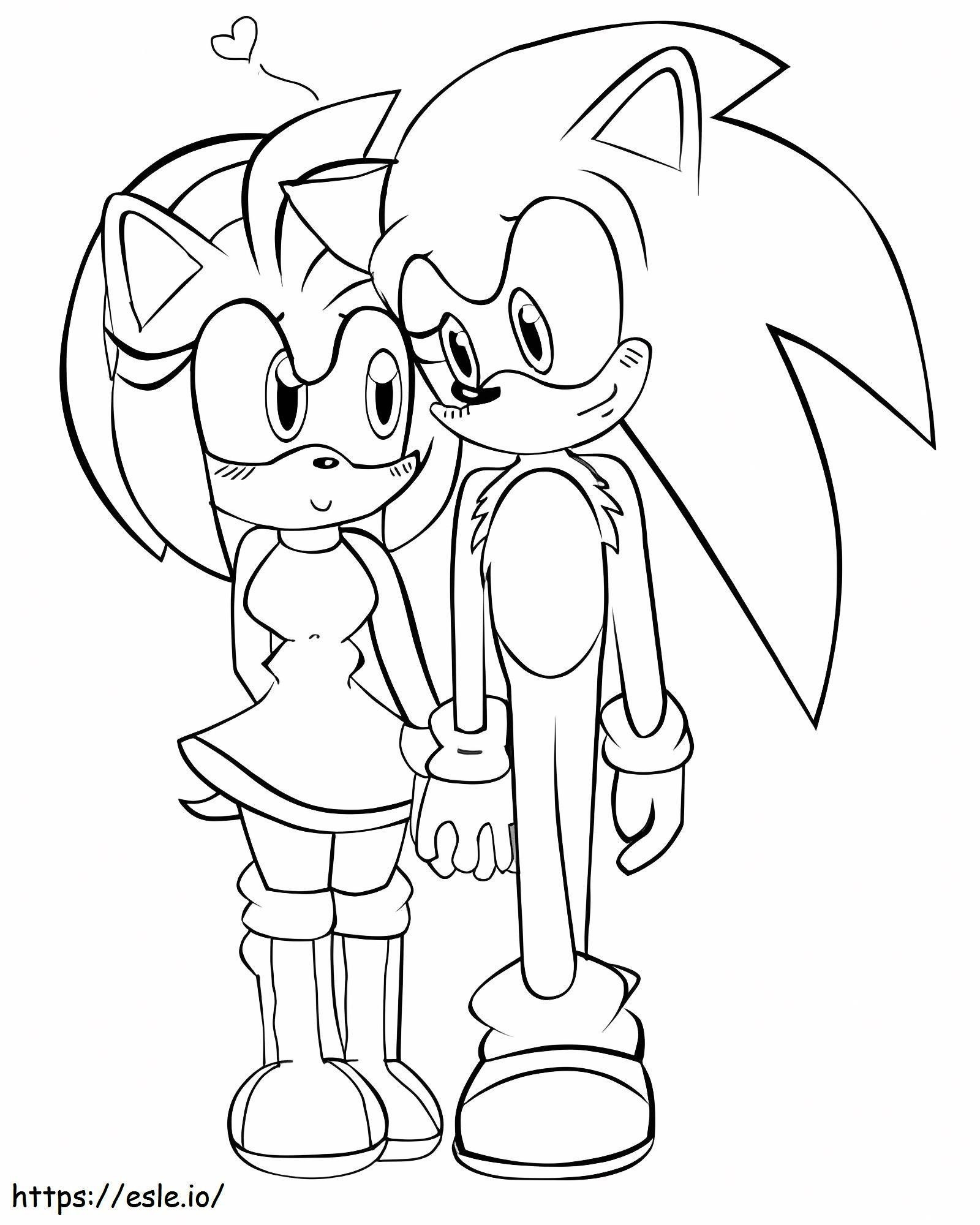Sonic ja Amy Rose värityskuva
