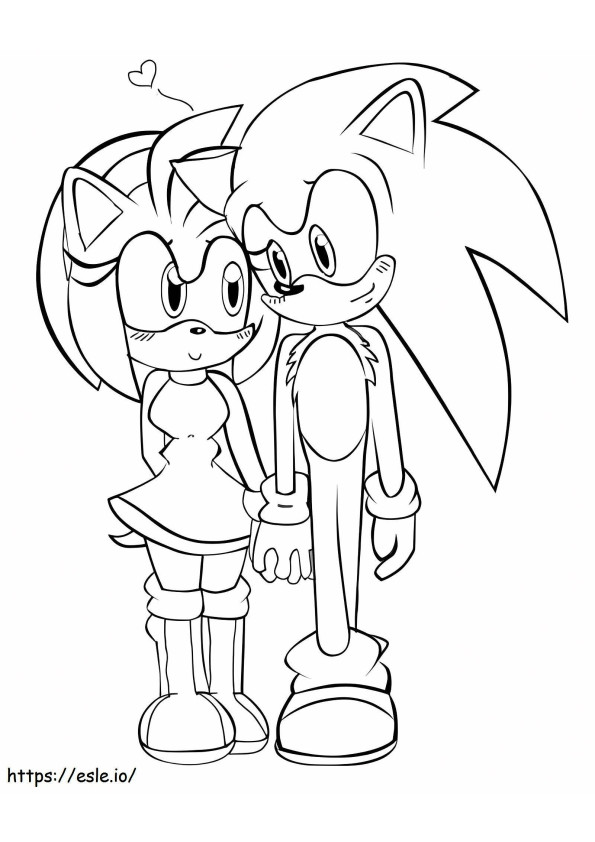 Sonic ja Amy Rose värityskuva