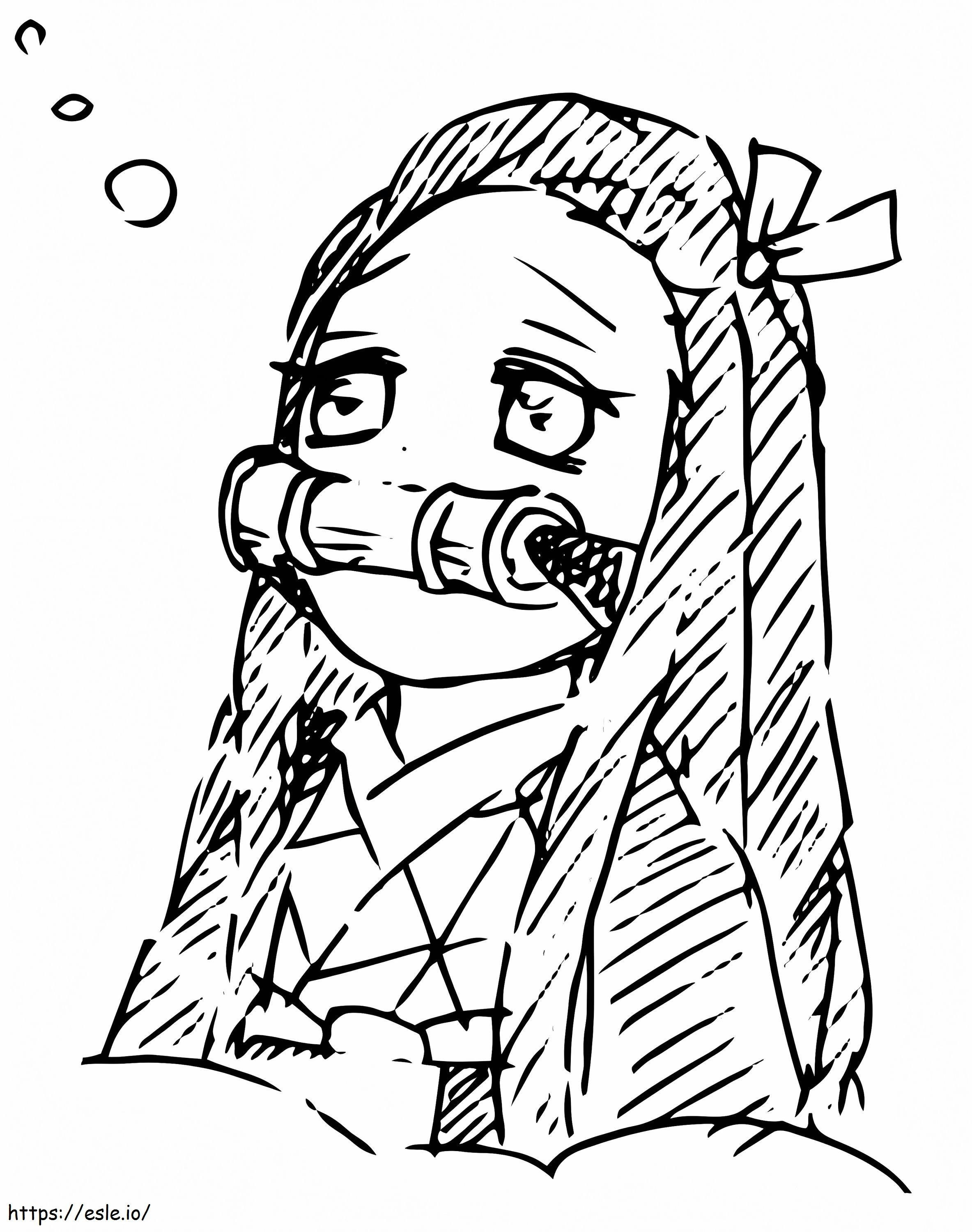 Nezuko Is Thinking coloring page