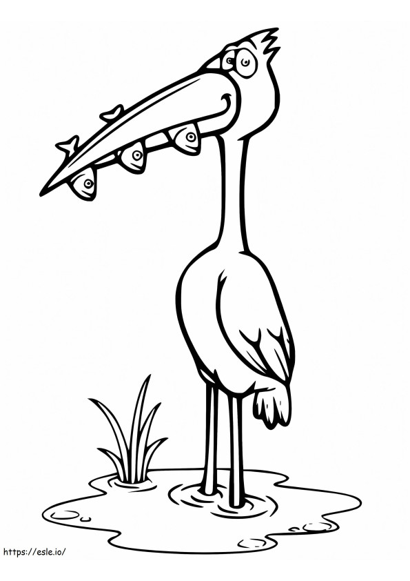 Crane And Fishes coloring page