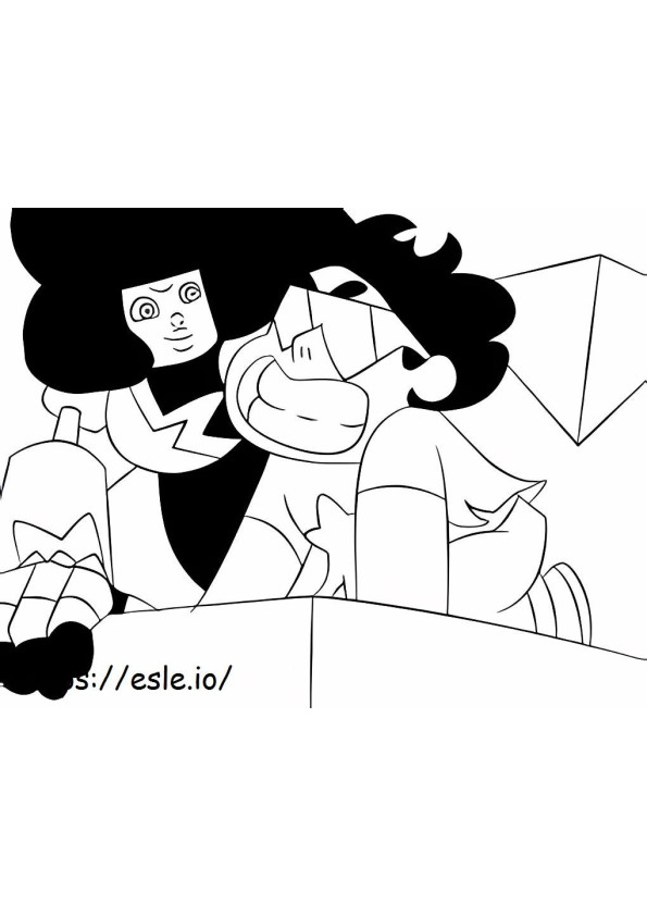 Garnet And Steven At The Pyramid Temple coloring page