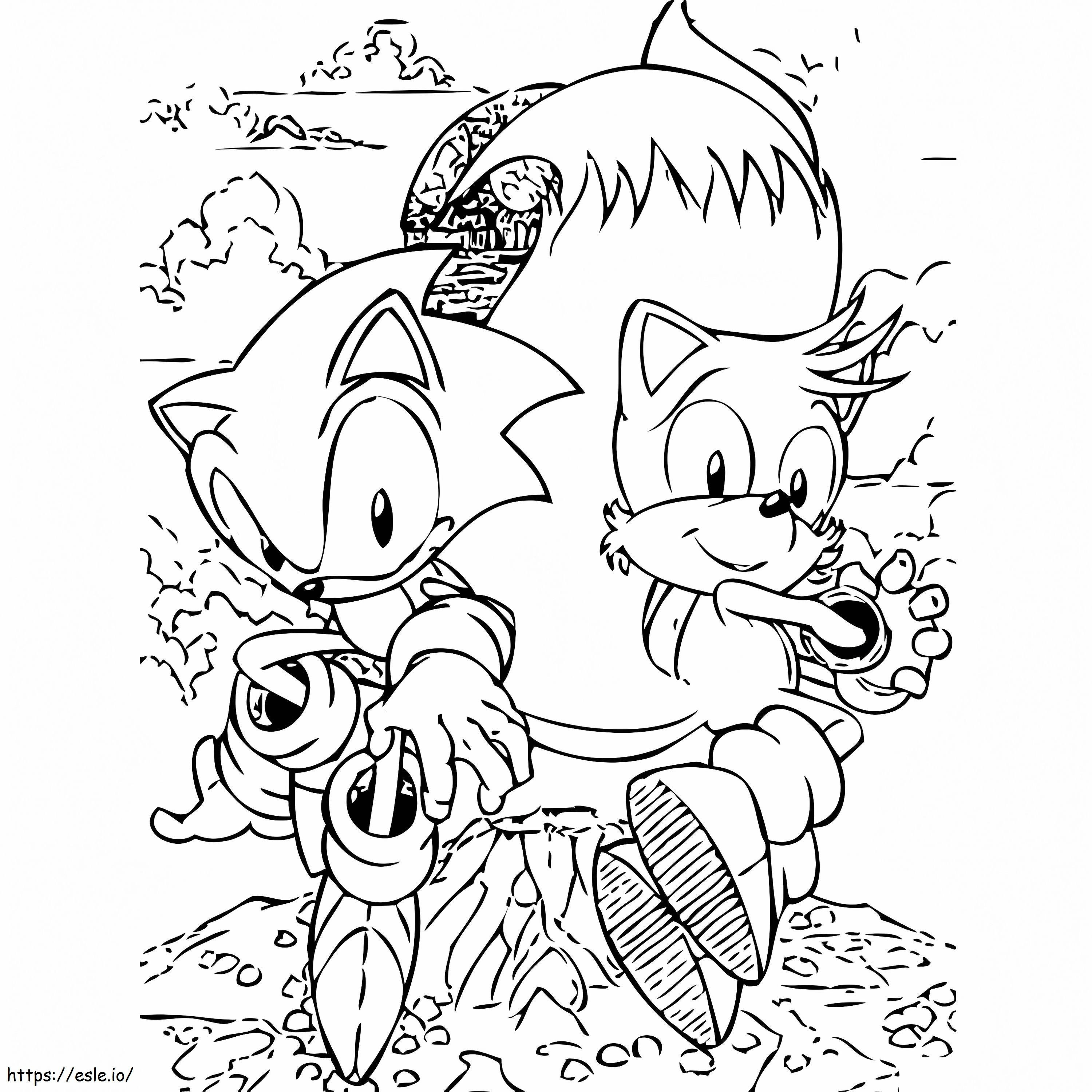 Coloriage Sonic et Tails à imprimer dessin