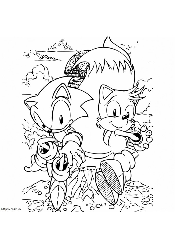 Sonic e Tails para colorir