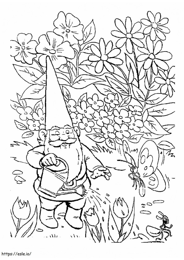 David The Gnome Watering For Plant coloring page