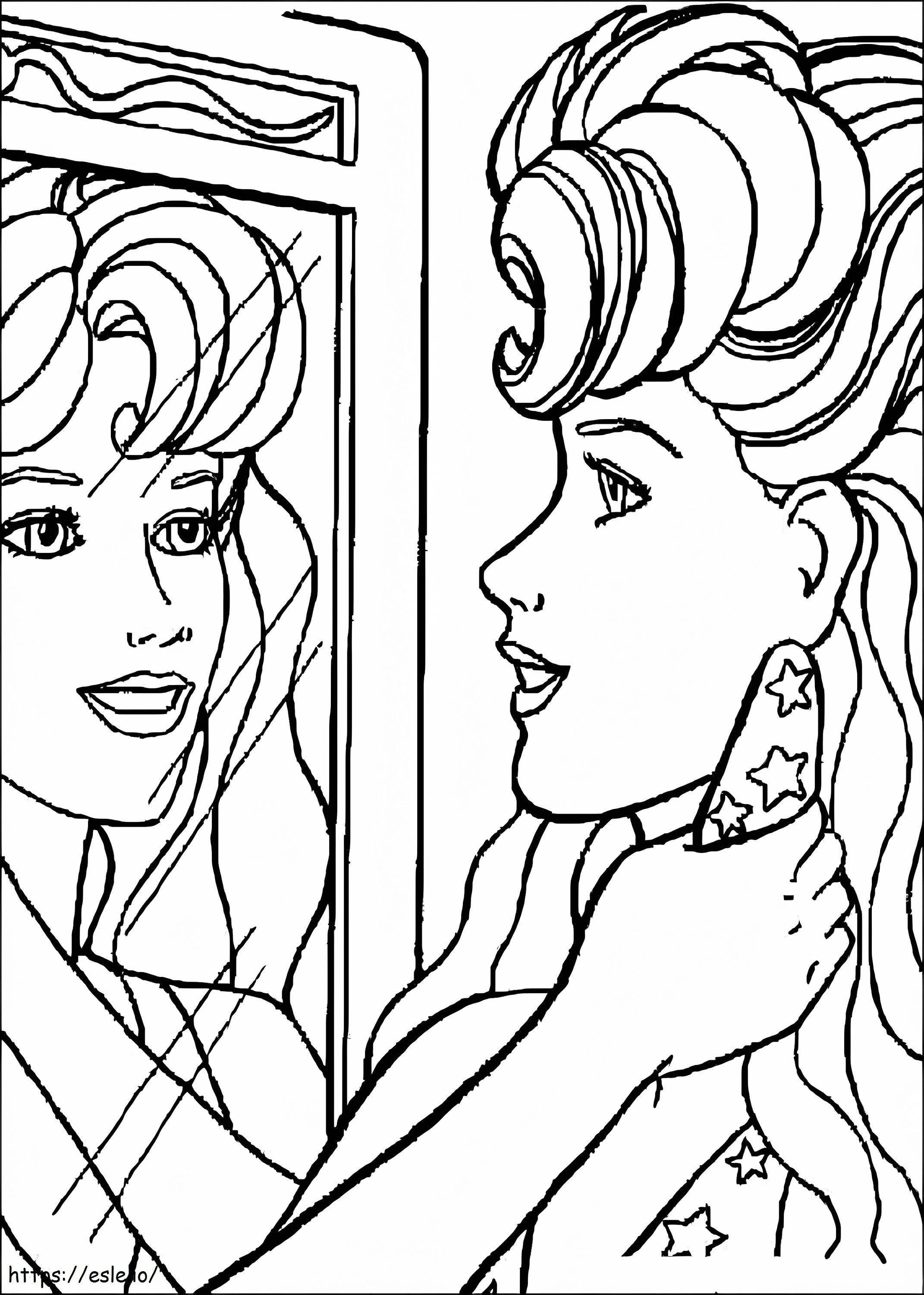 Coloriage Barbie dans le miroir à imprimer dessin