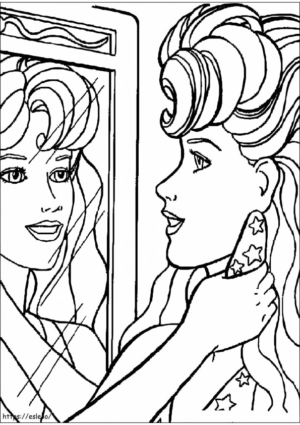 Barbie In Mirror coloring page