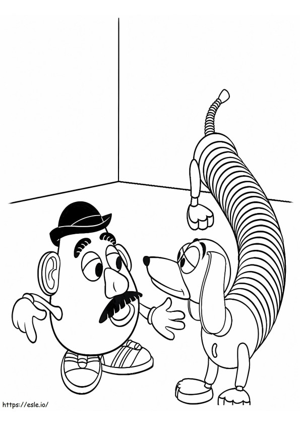 Coloriage Slinky Dog et M. Potato Head à imprimer dessin