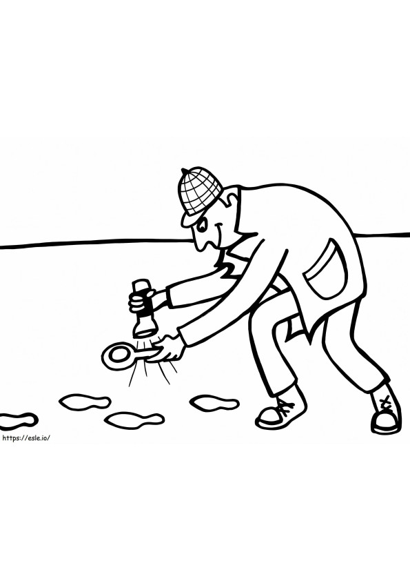 Detective And Footprints coloring page