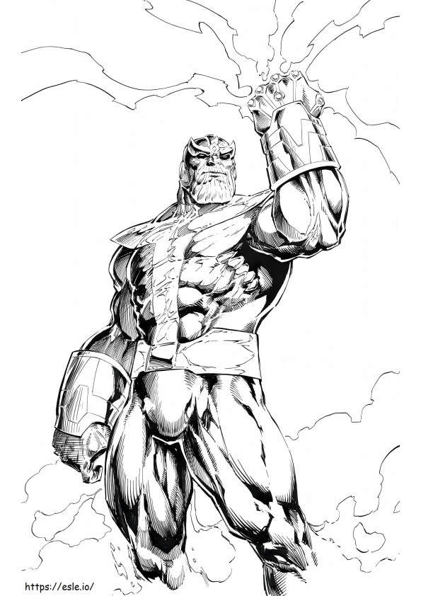 Power Thanos Con Infinity Gauntlet coloring page