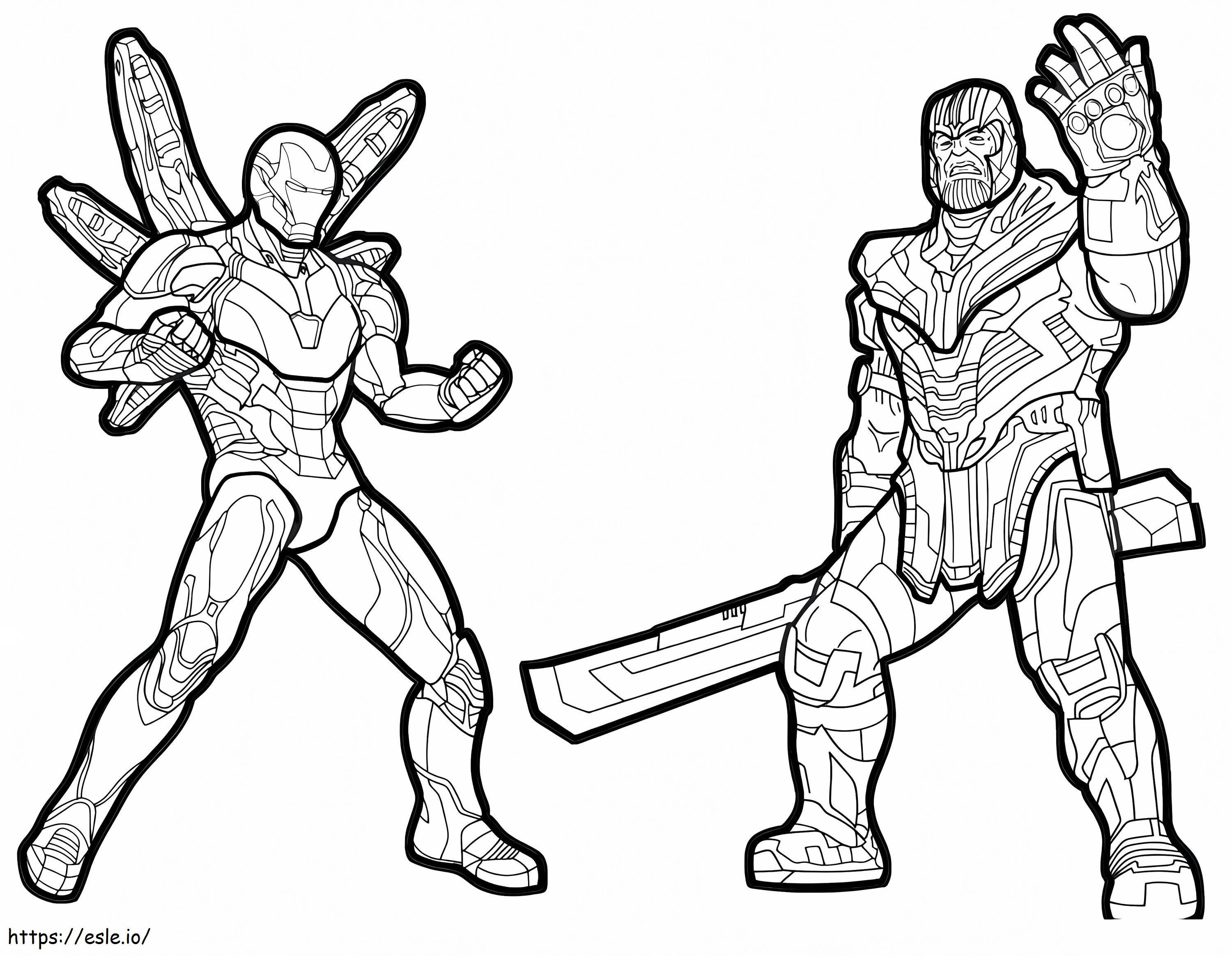 Thanos și Iron Man de colorat