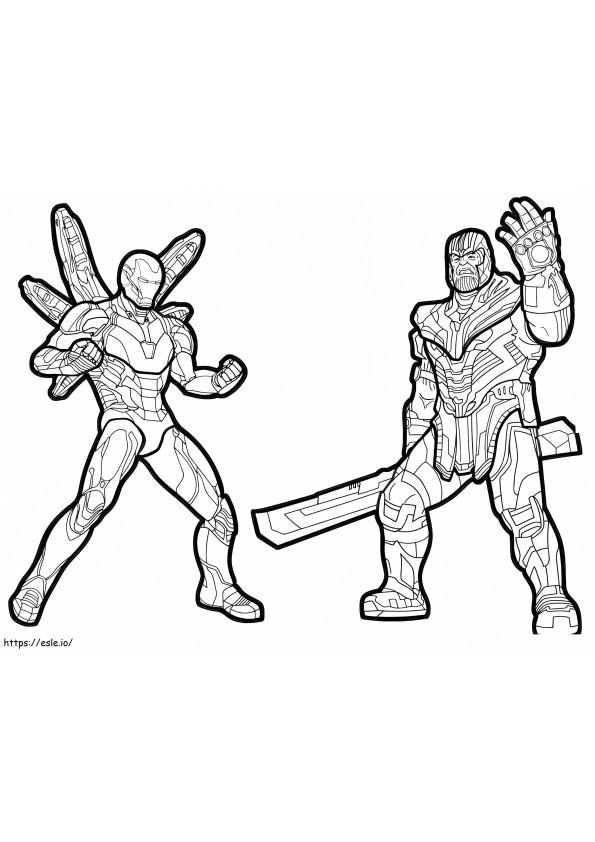 Coloriage Thanos et Iron Man à imprimer dessin