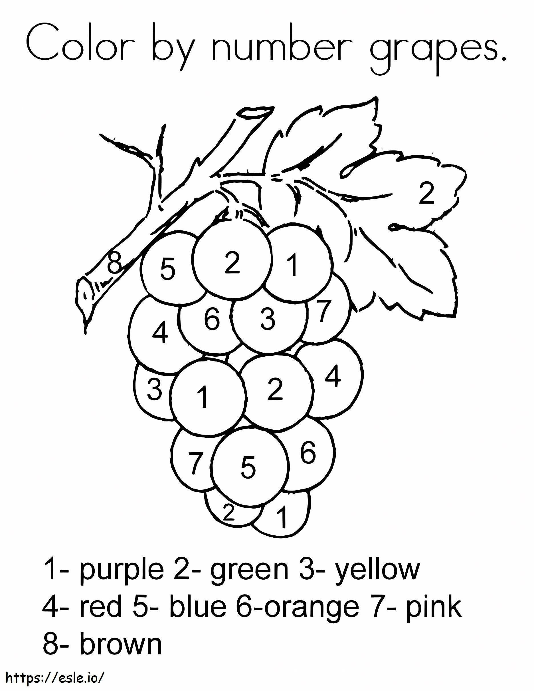 Cor de uvas por número para colorir