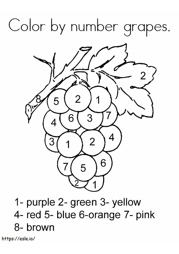 Cor de uvas por número para colorir