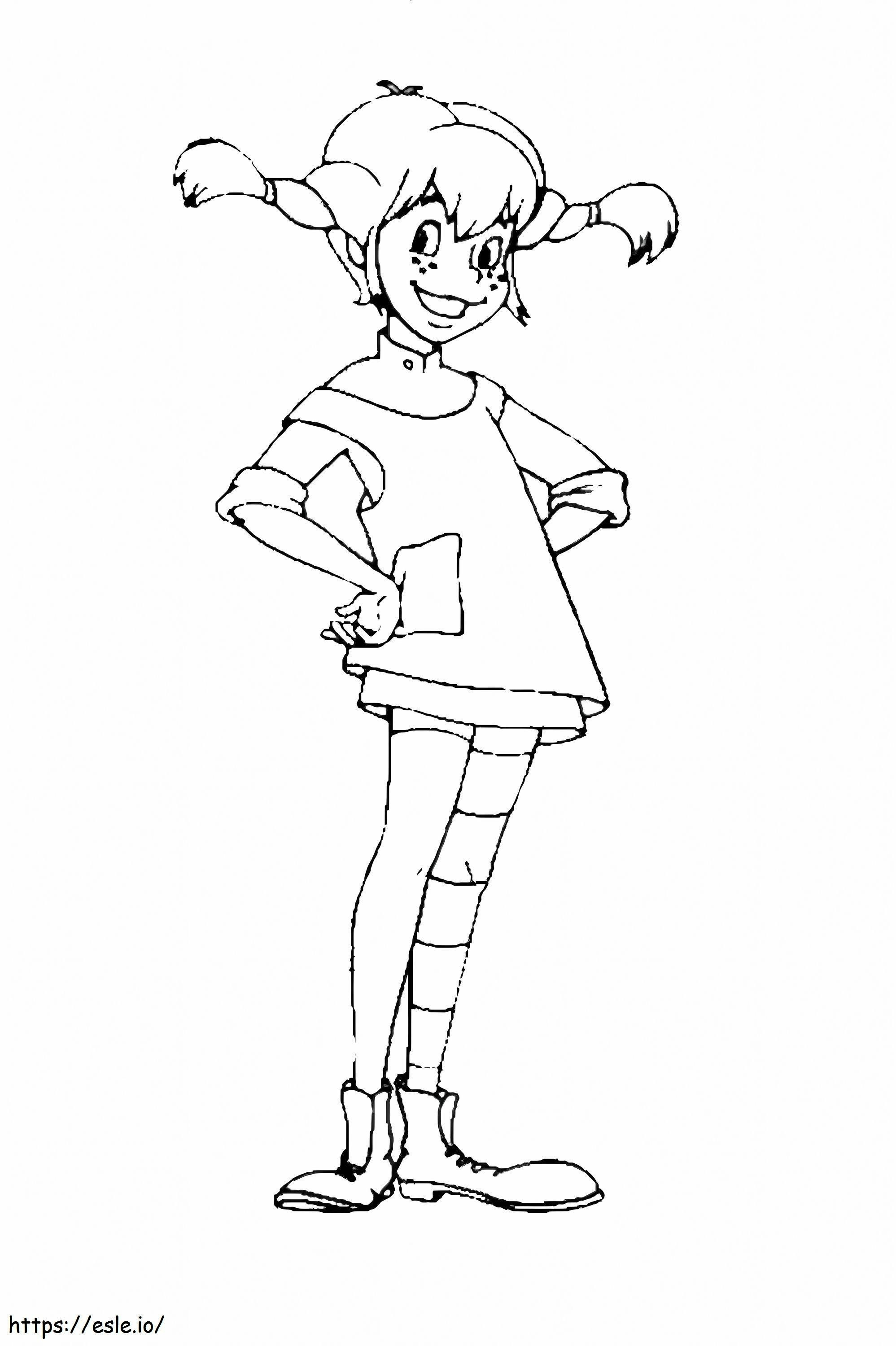 Happy Pippi Longstocking coloring page