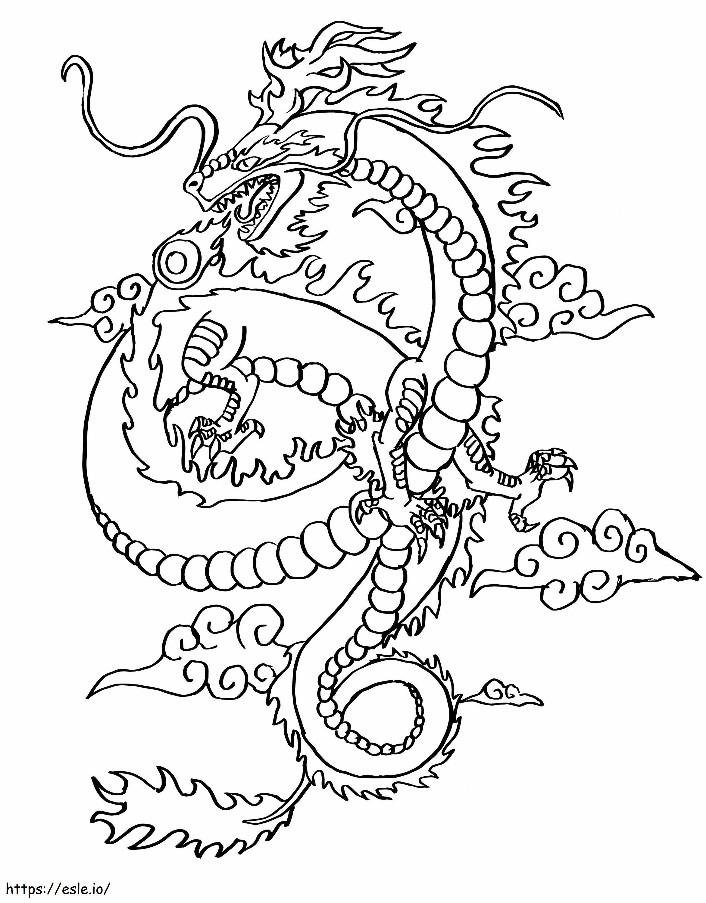 Long Chinese Dragon coloring page