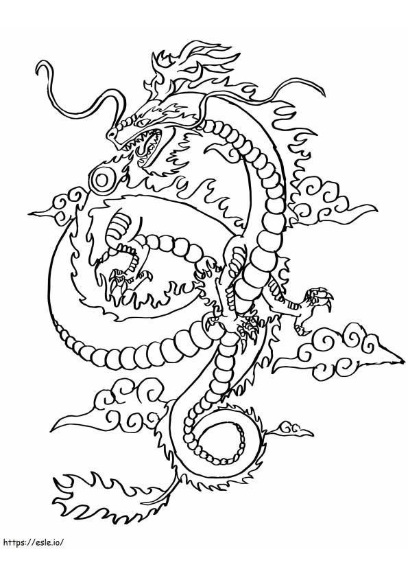 Long Chinese Dragon coloring page