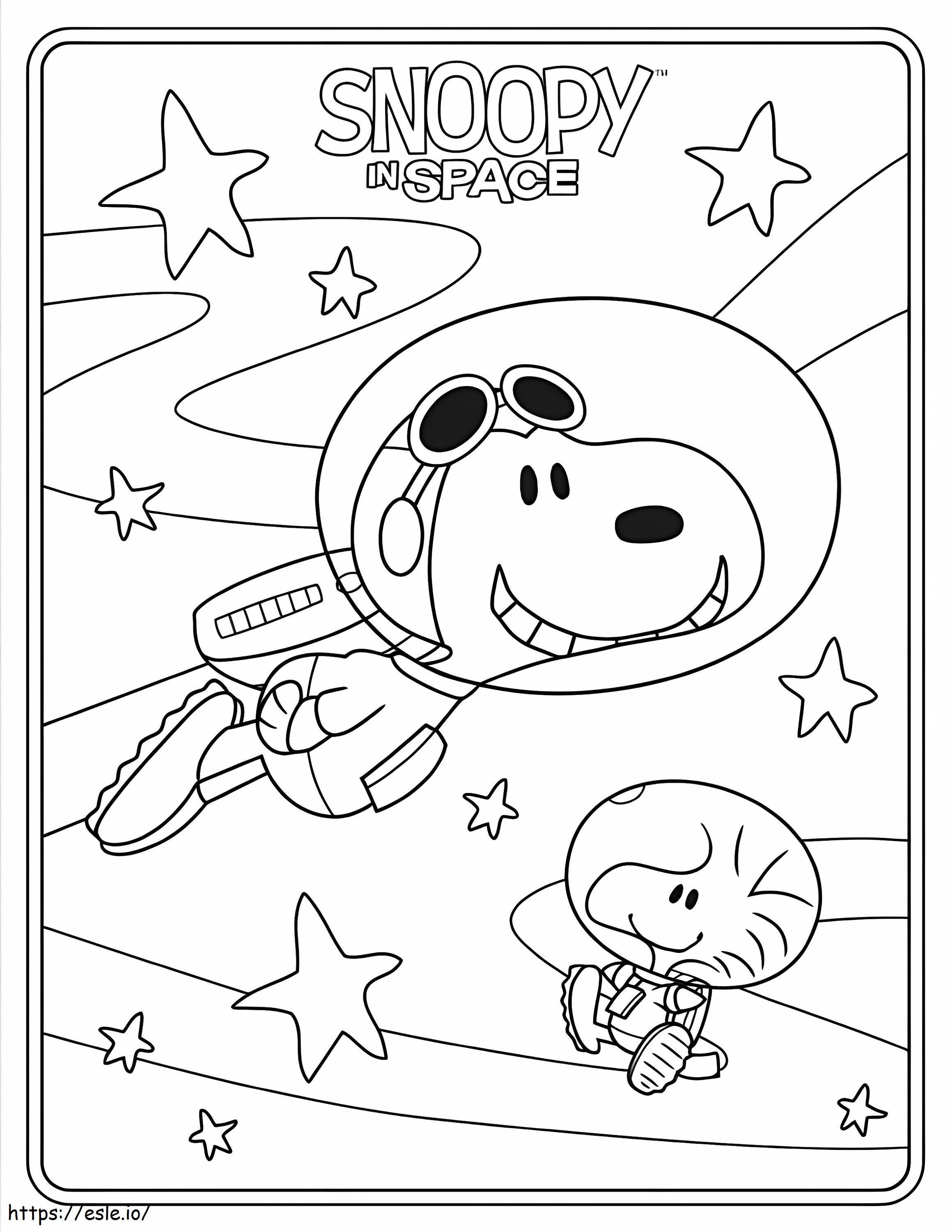 Snoopy en el espacio para colorear