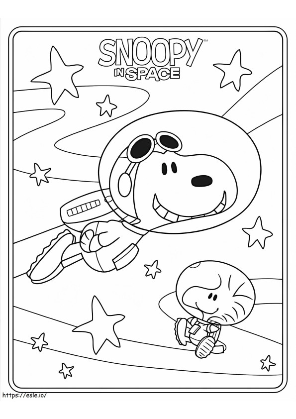 Snoopy avaruudessa värityskuva