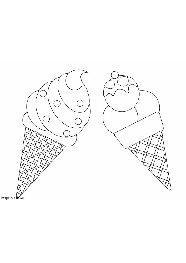 Kaksi jäätelöä värityskuva