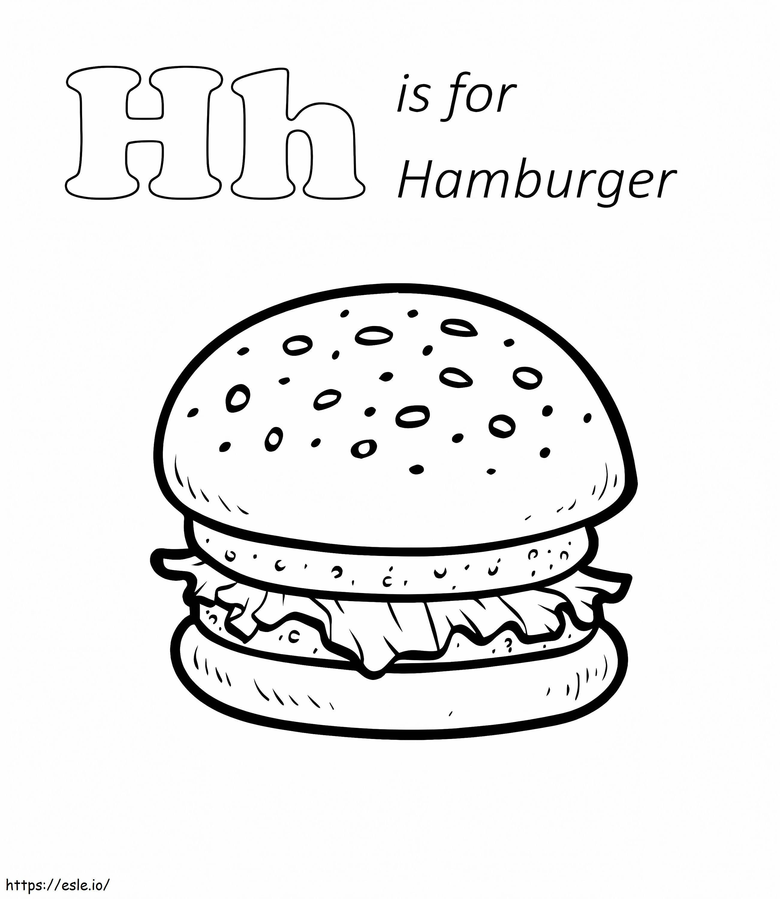 Hはハンバーガーのことです ぬりえ - 塗り絵
