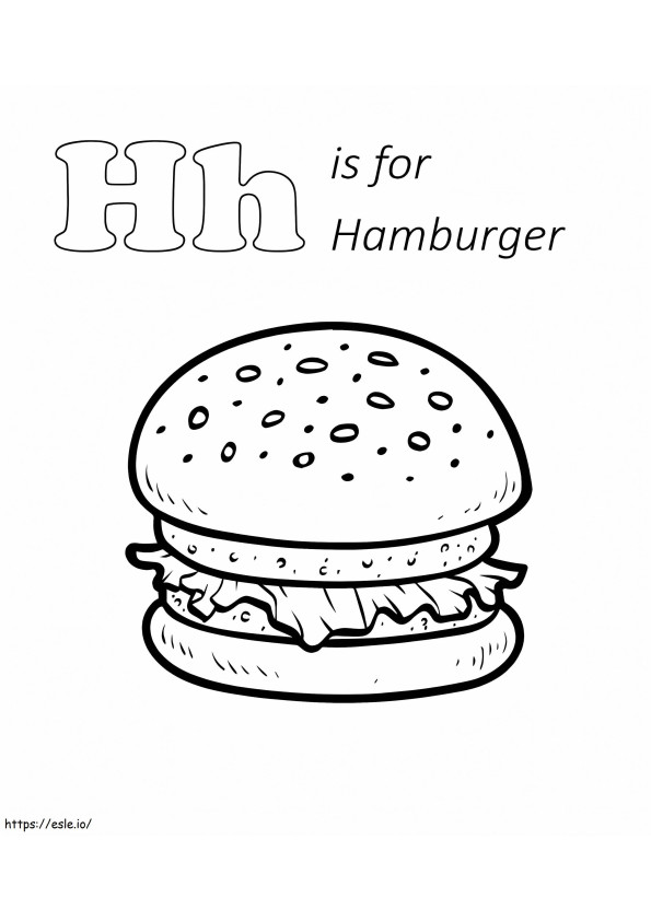 H é para hambúrguer para colorir