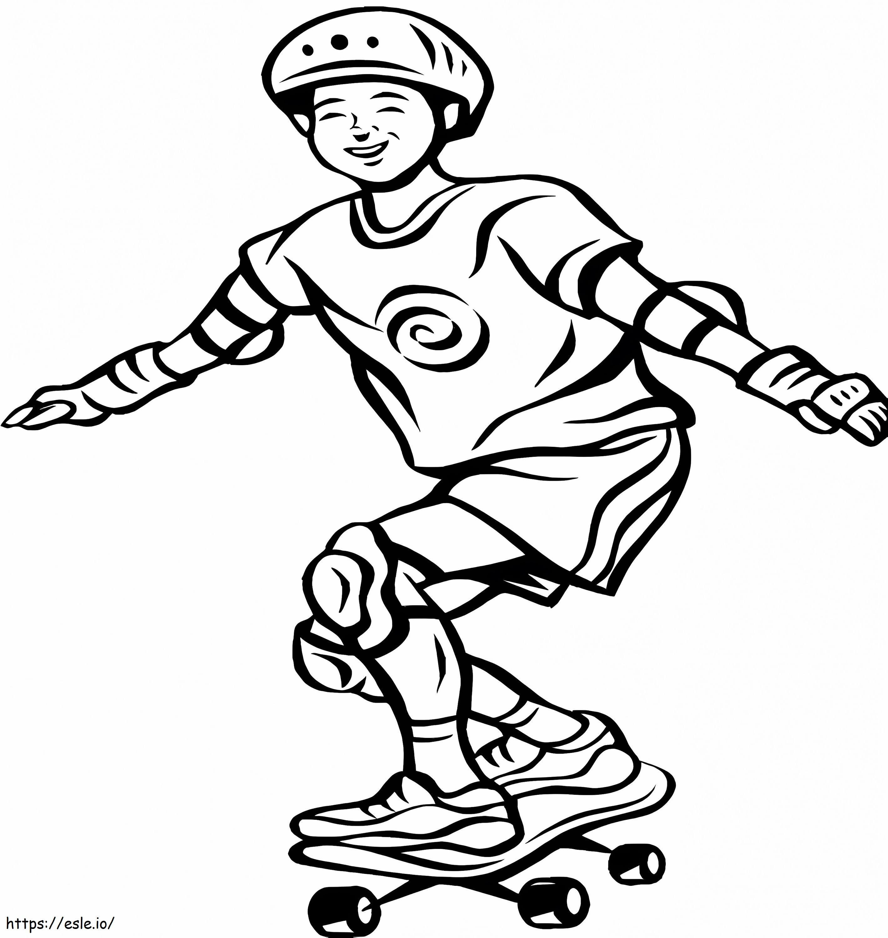 Glücklicher Junge auf Skateboard ausmalbilder