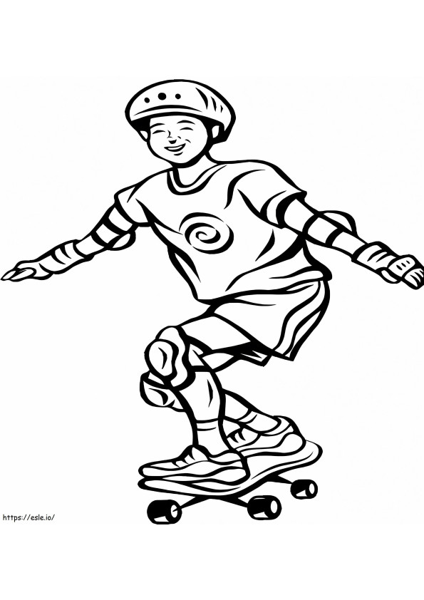 Băiat Fericit Pe Skateboard de colorat