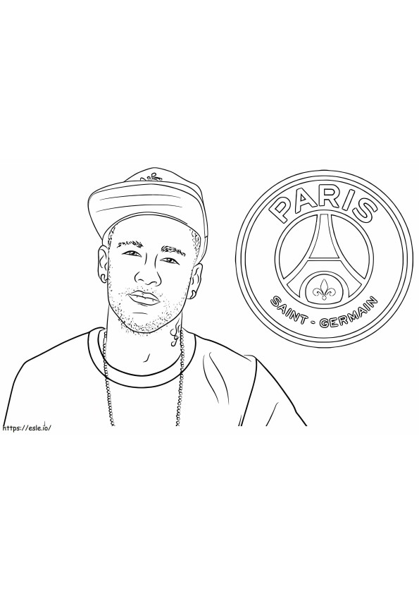 Neymar speelt en het logo van het Franse team kleurplaat