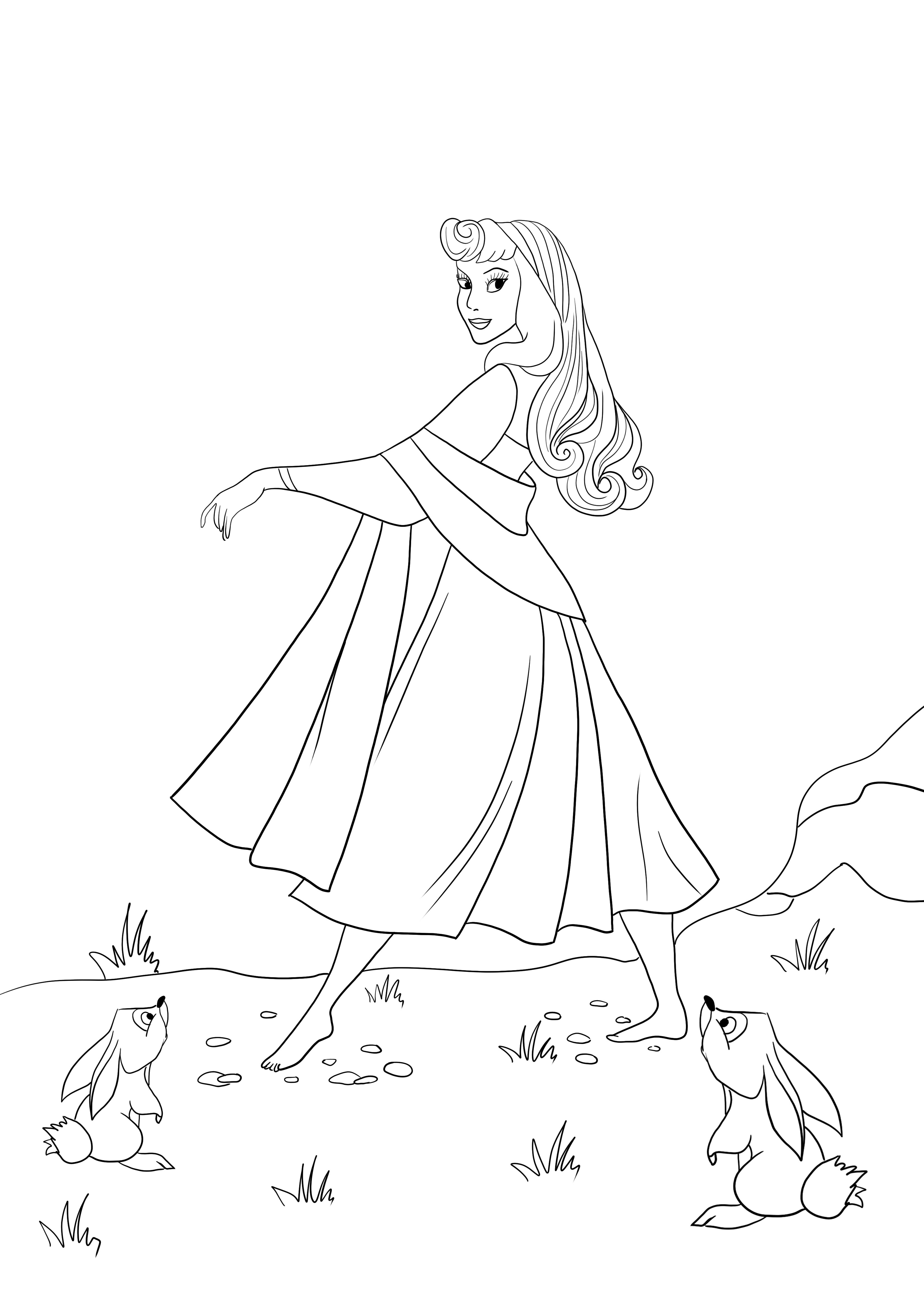 Immagine da colorare di bella principessa Aurora per il download gratuito