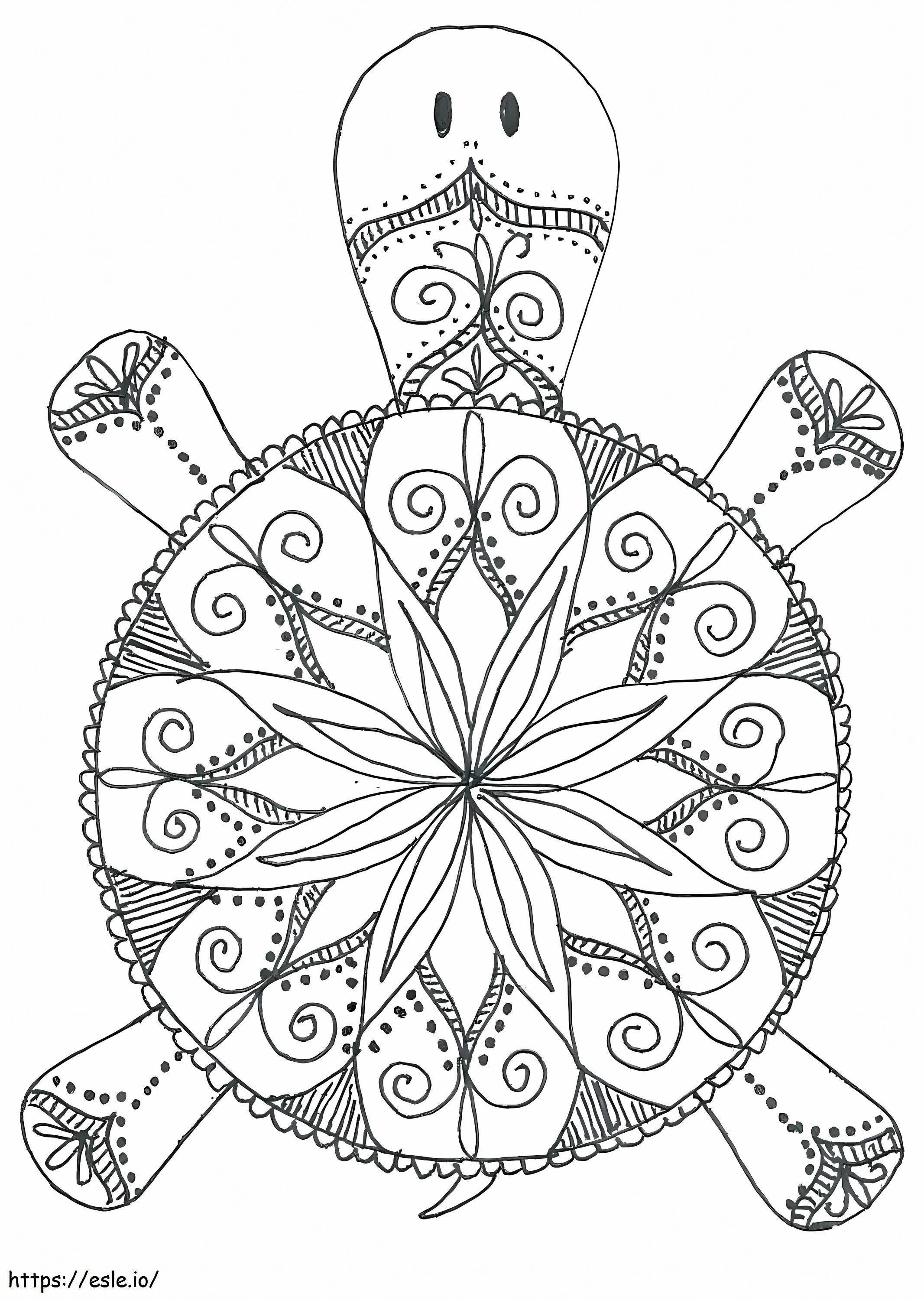 Mandala ze zwierzętami żółwi kolorowanka