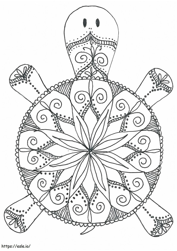 Mandala ze zwierzętami żółwi kolorowanka