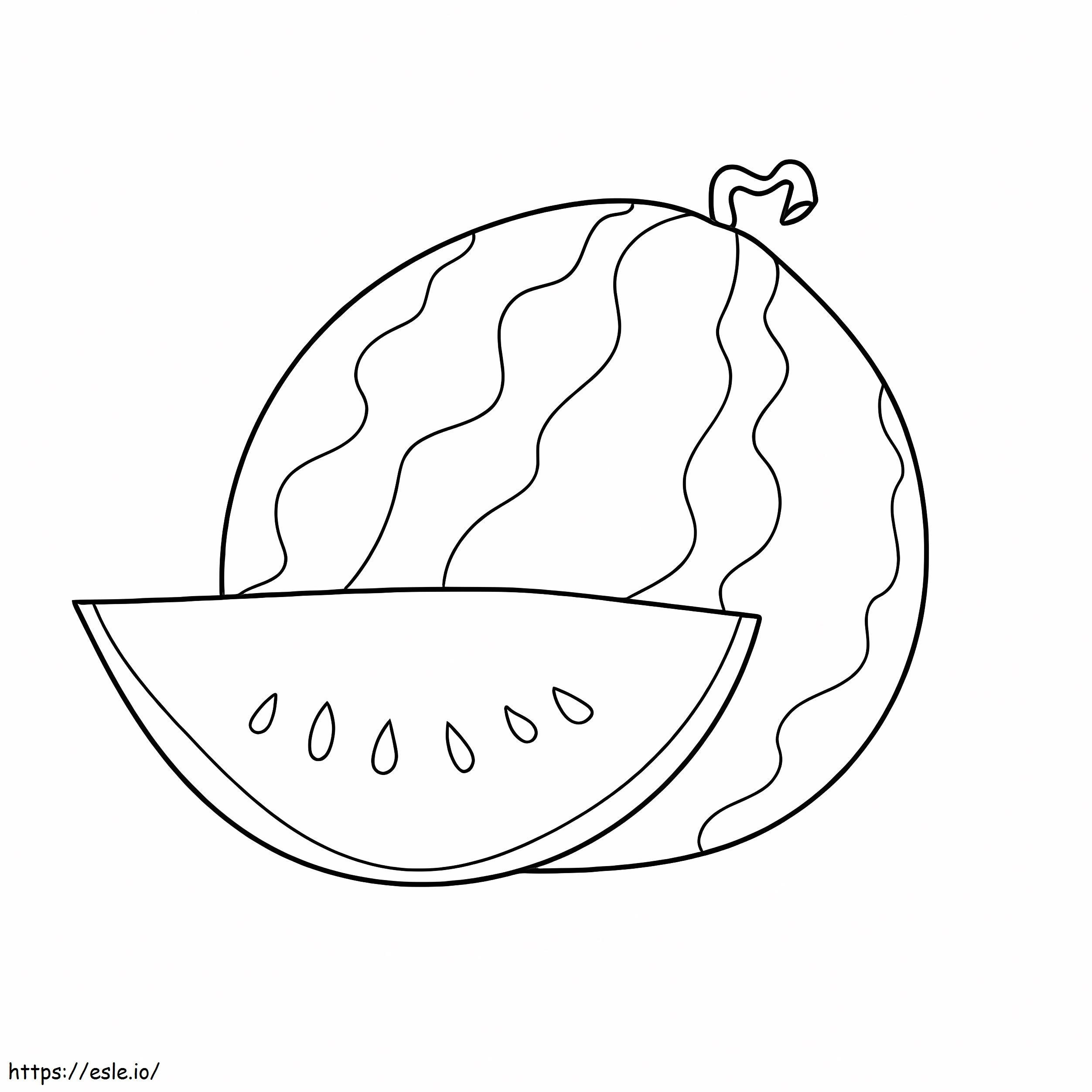 Watermelon Slice And Regular Watermelon coloring page