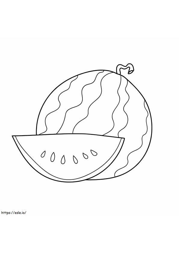 Watermelon Slice And Regular Watermelon coloring page