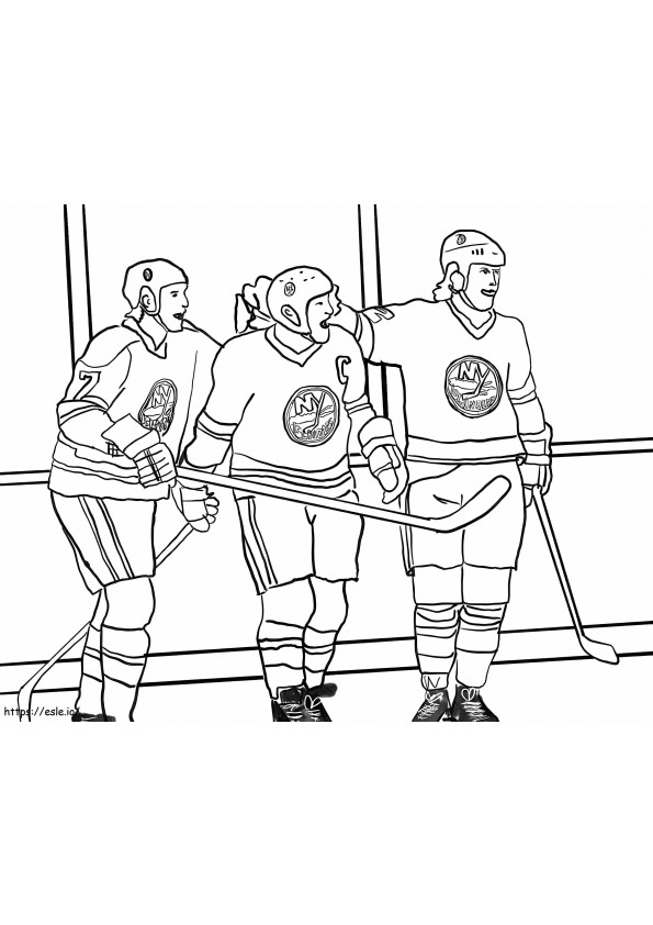 Coloriage Trois joueurs de hockey à imprimer dessin