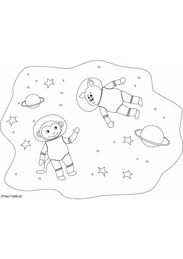 Macaco no espaço para colorir