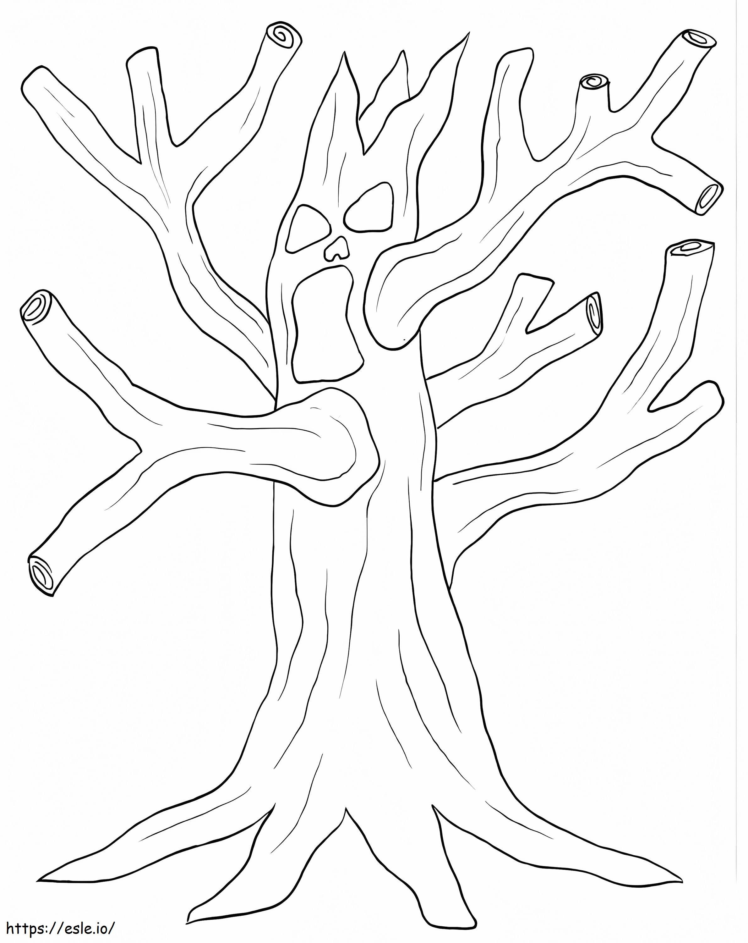 Free Spooky Tree coloring page