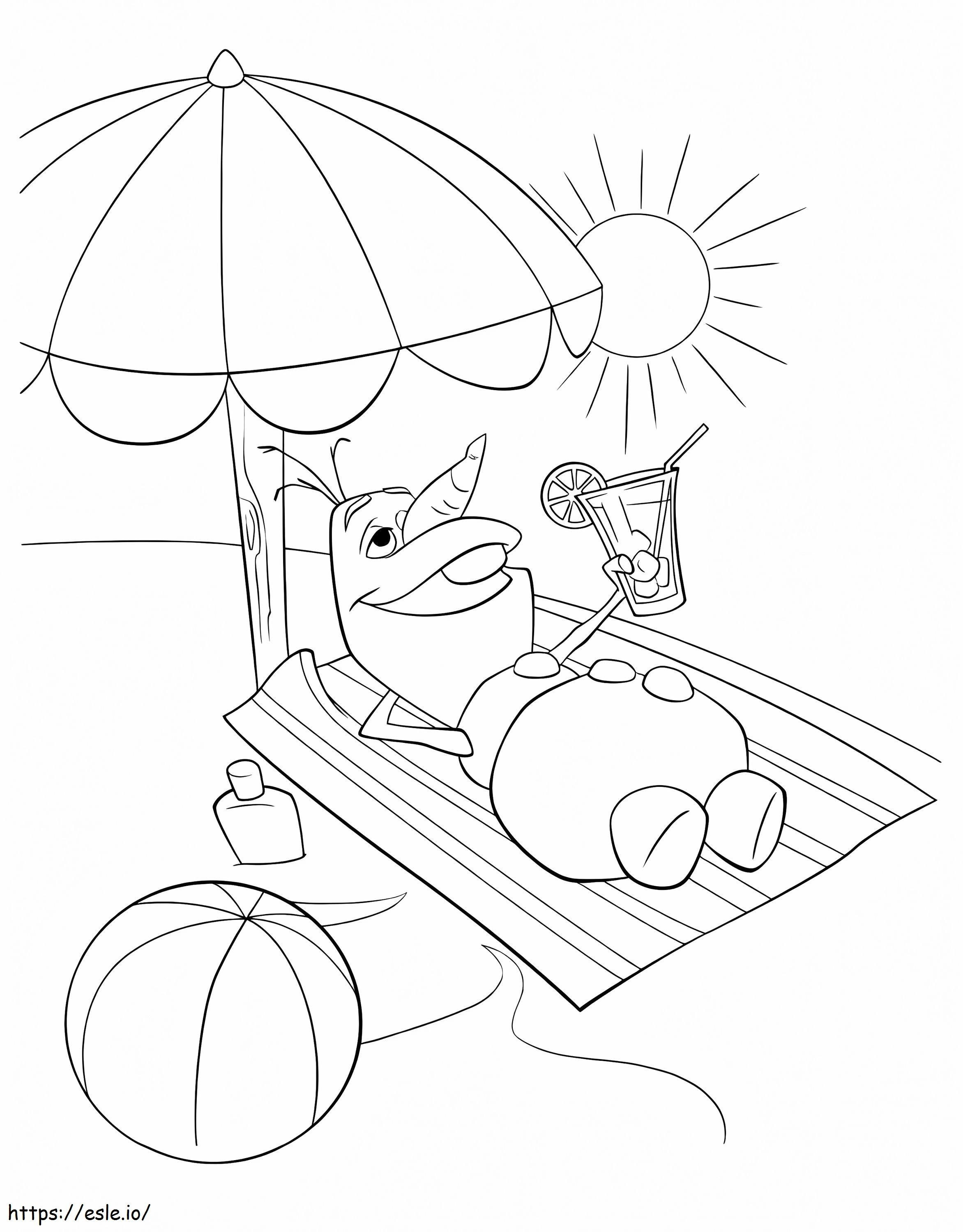 Olaf On The Beach coloring page