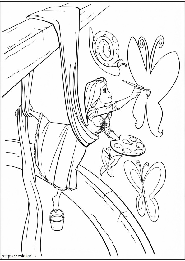 1533266495 Rapunzel Painting A4 coloring page