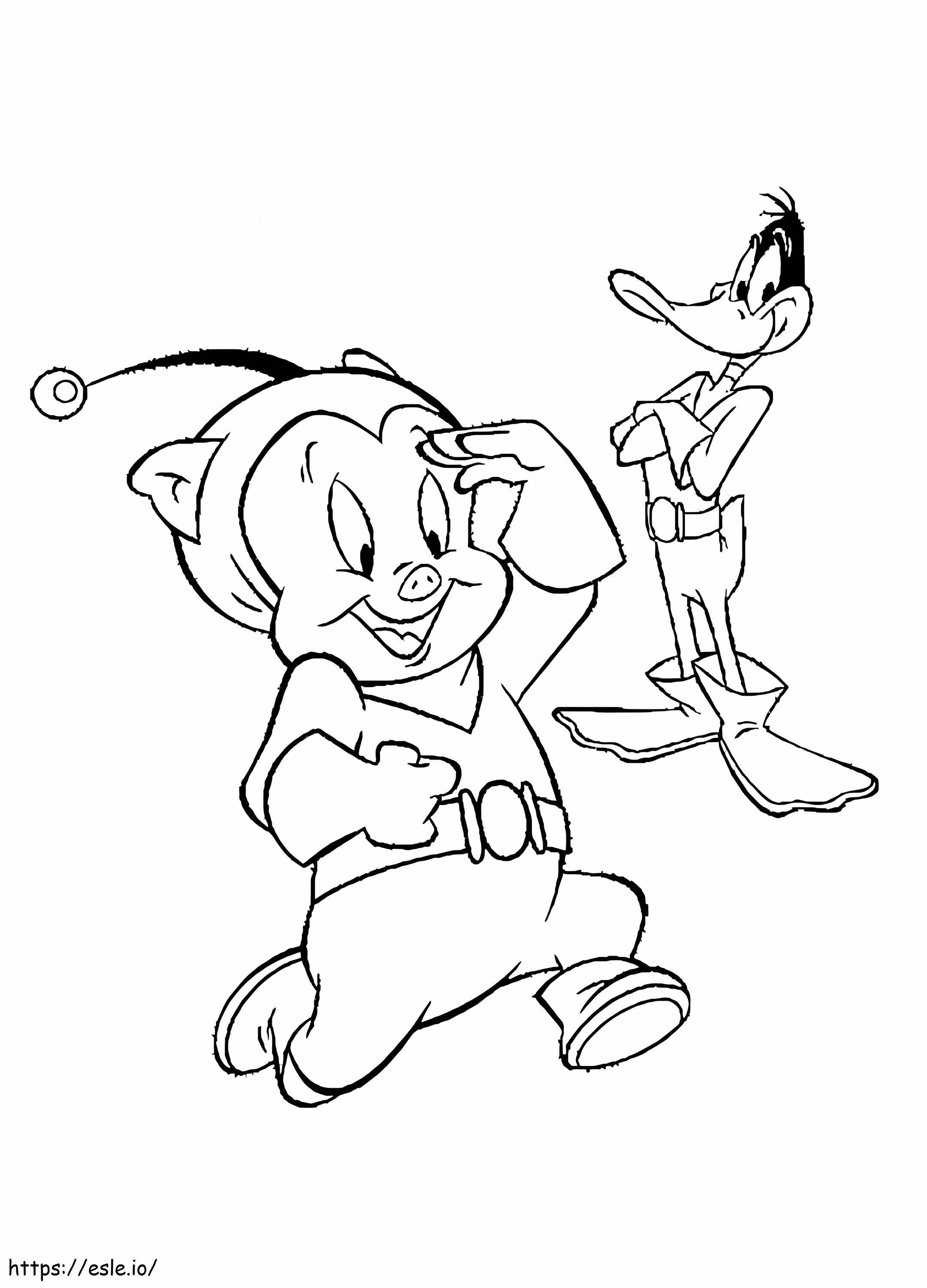 Porky Pig And Daffy Duck coloring page