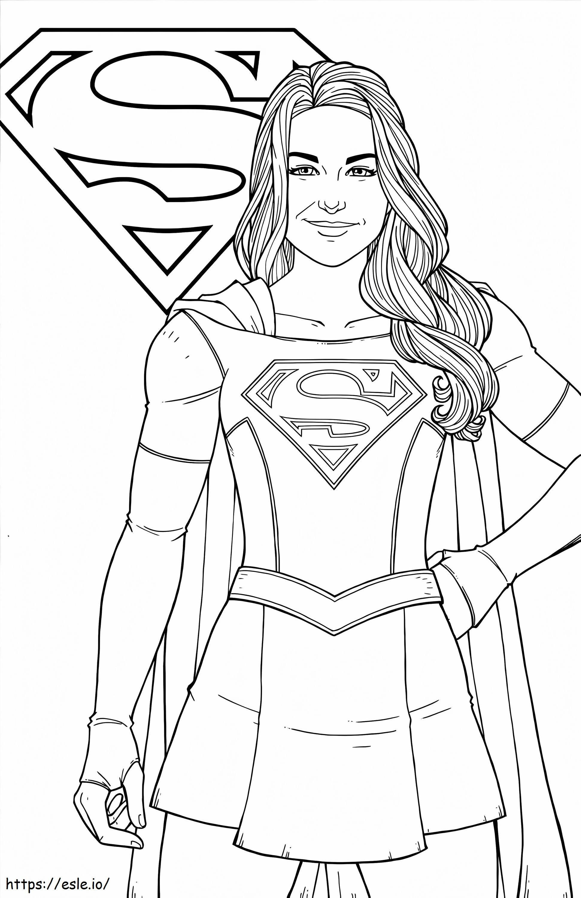 Coloriage Supergirl souriante à imprimer dessin