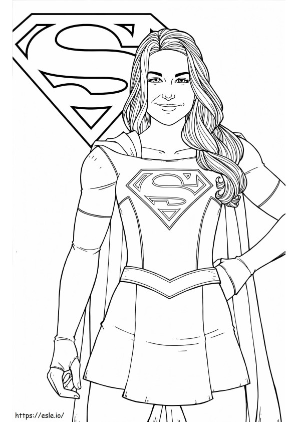Smiling Supergirl coloring page