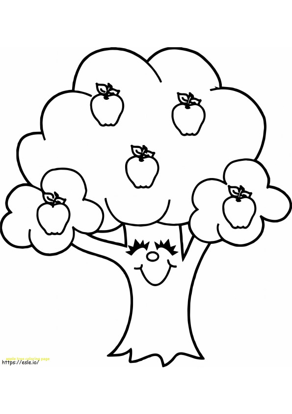 1544147602 面白いリンゴの木がいっぱい ぬりえ - 塗り絵