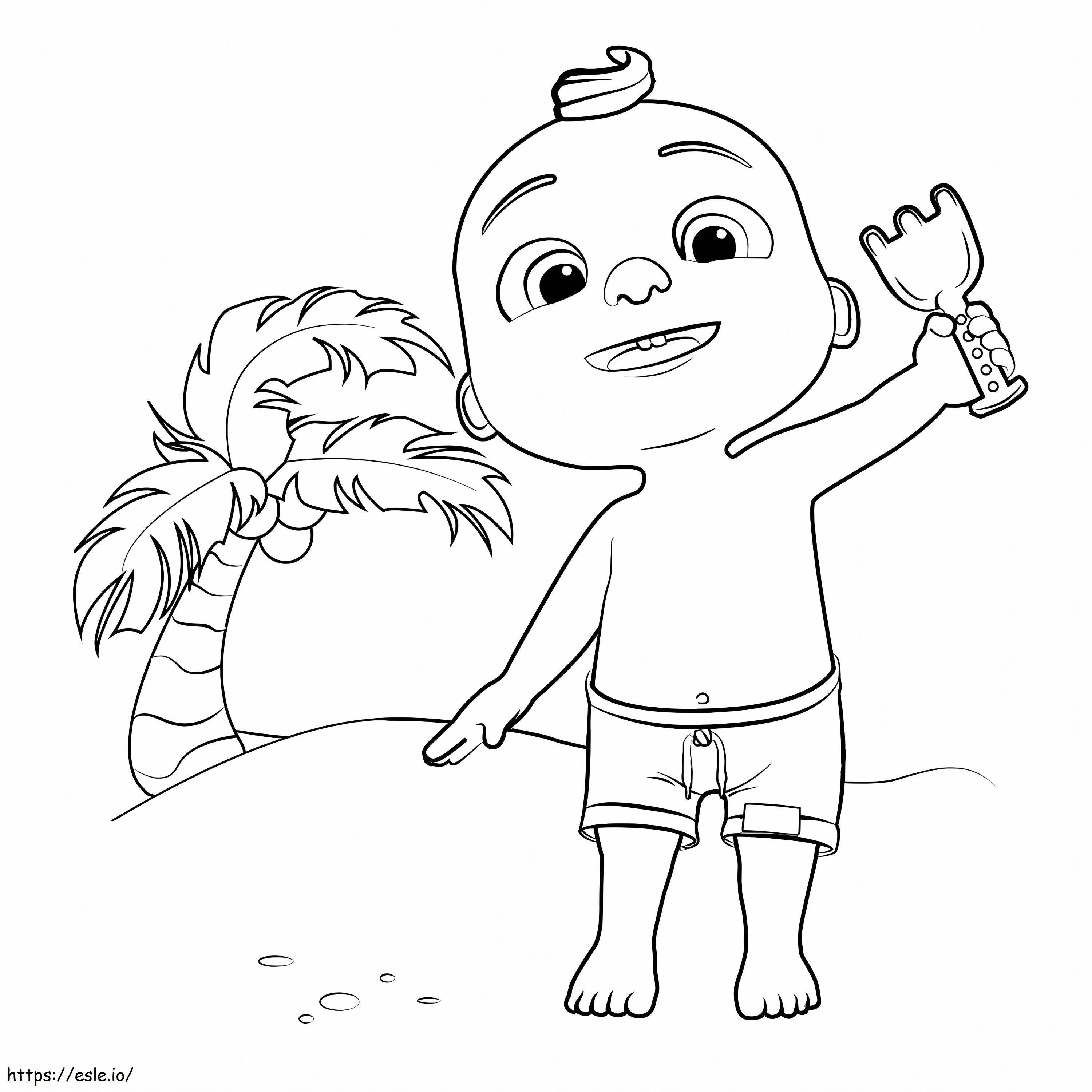 Little Johnny On The Beach coloring page