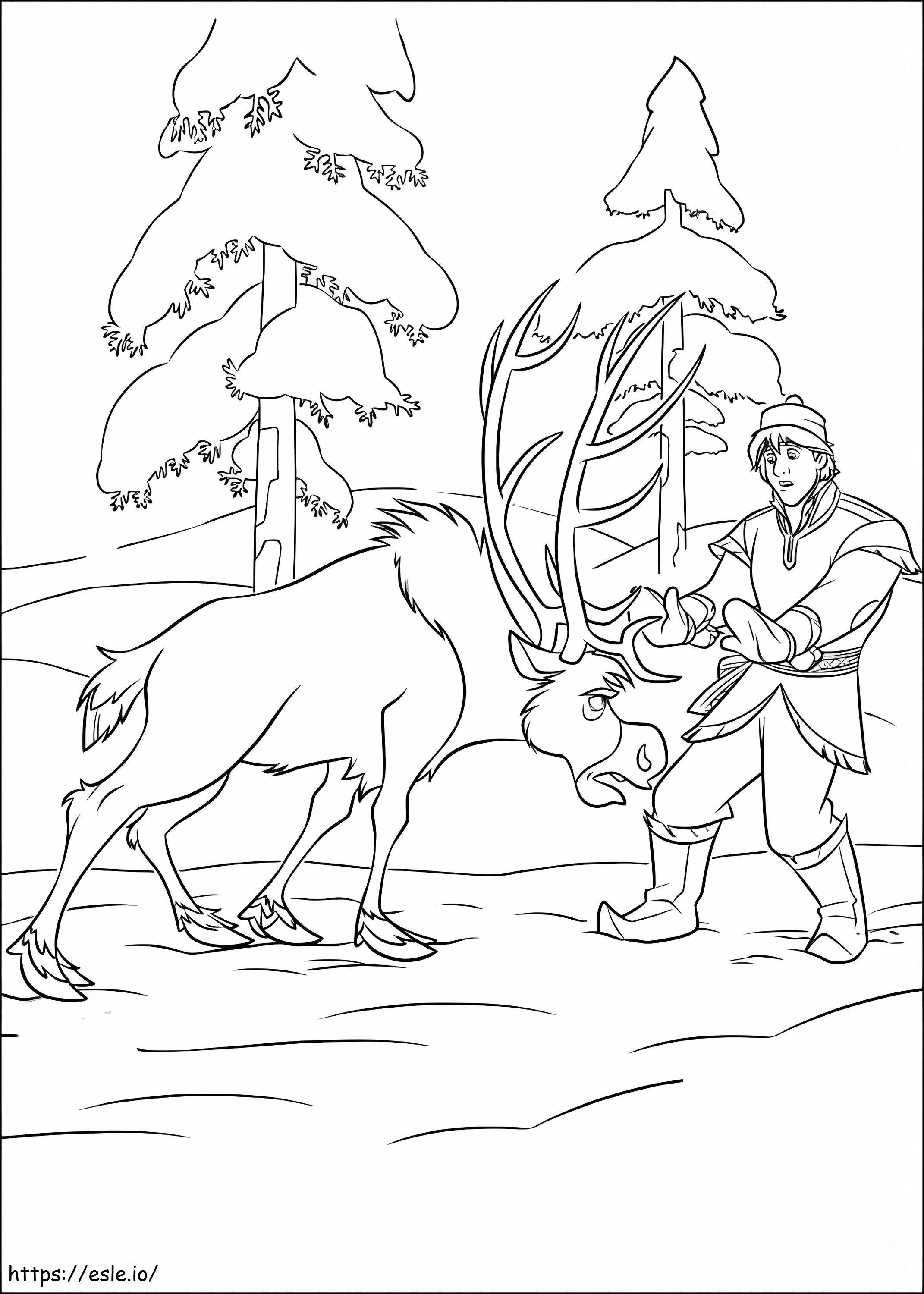 Sven Angry At Kristoff - Free Printable Coloring Page